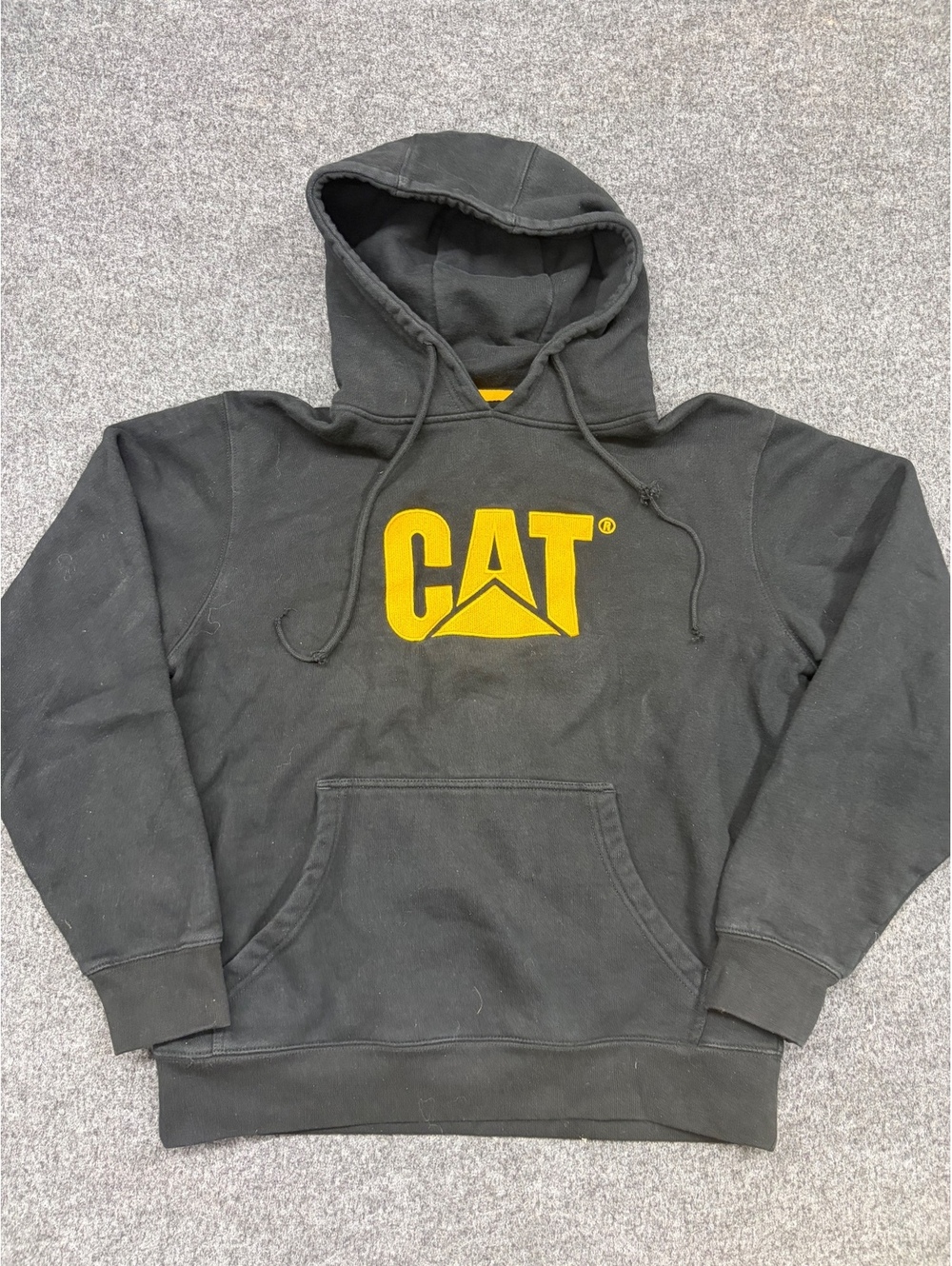 CAT Black Hoodie with Yellow Logo, Medium